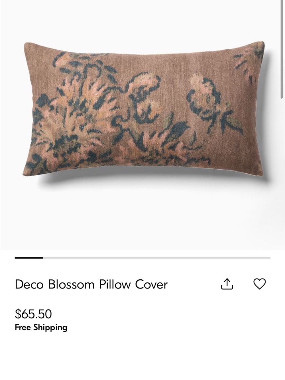 West Elm Brown and Teal Floral Lumbar Pillow Cover